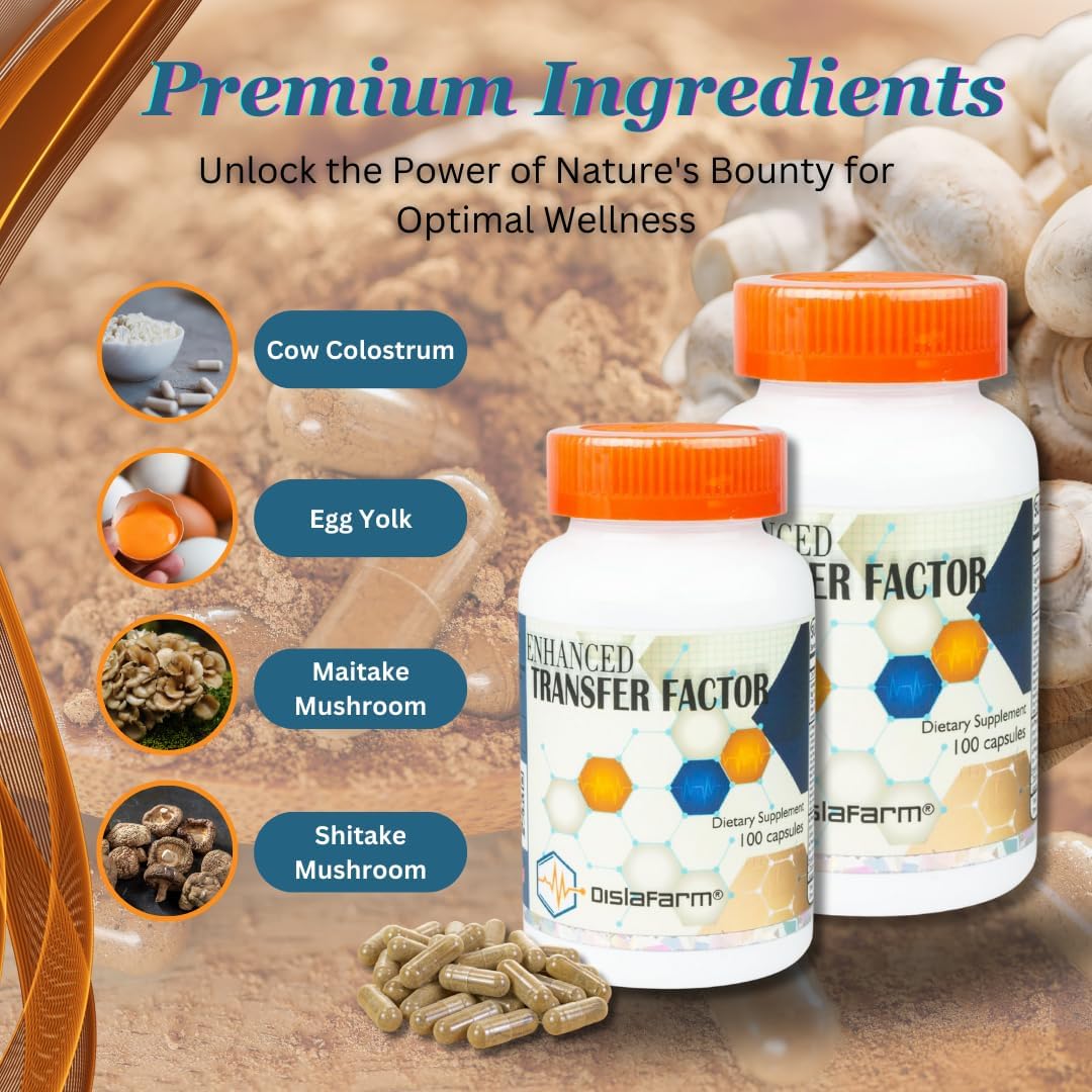Transfer Factor Multi Immune Capsules - Natural Immune Support Supplement with Cow Colostrum, Egg Yolk, and Mushroom Blend - Espot.com.au