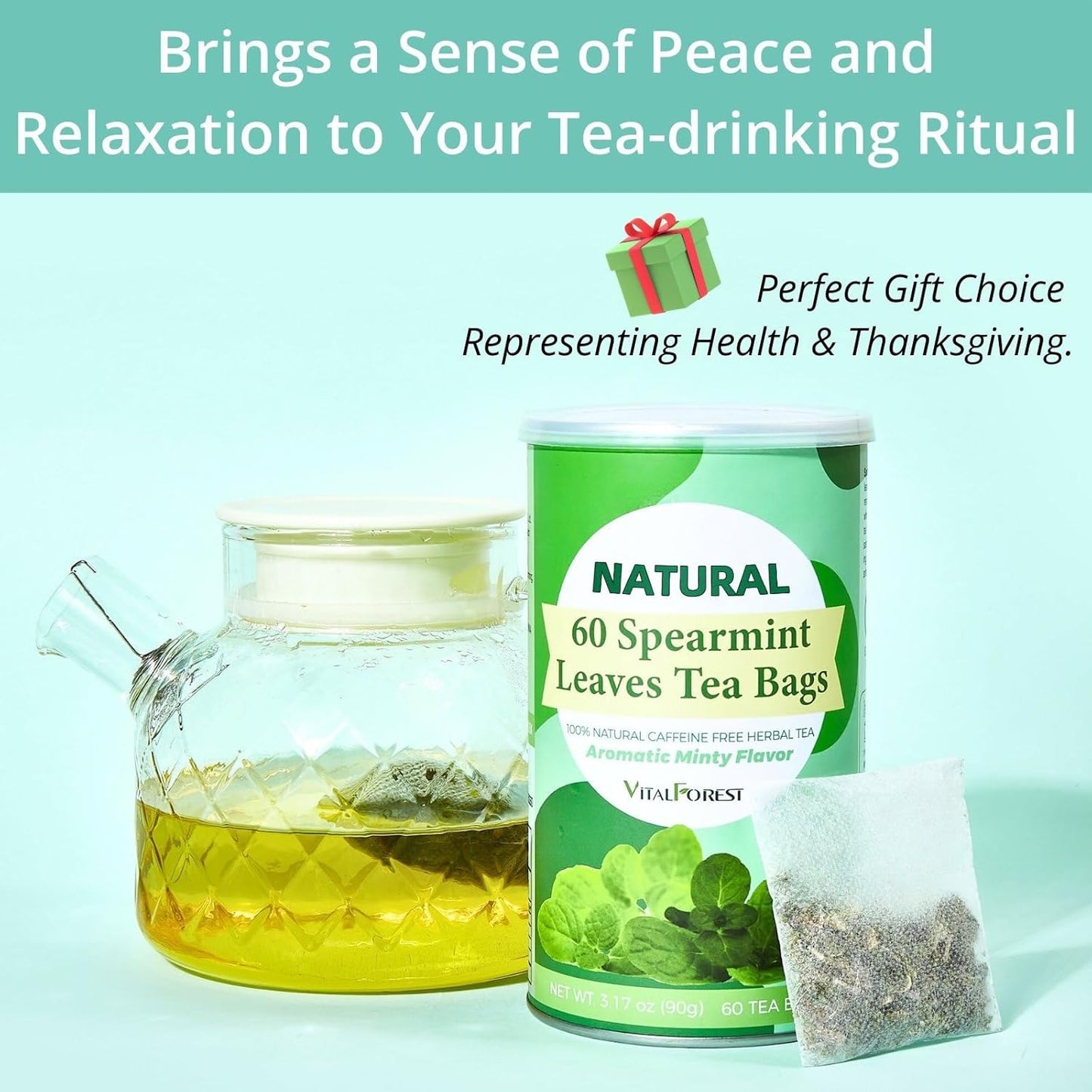 vitalforest-premium-dried-spearmint-leaves-tea-bags---60-count-canister-pack---refreshing-minty-herbal-tea---caffeine-free---corn-fiber-bags-for-freshness-5