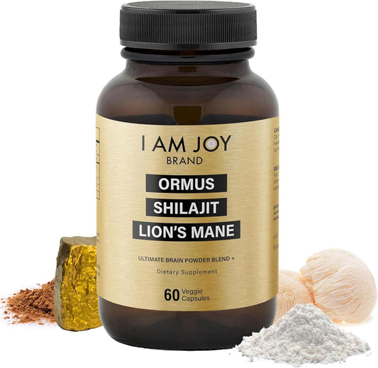 ormus-shilajit-lions-mane-capsules-with-monoatomic-24k-gold---boost-brain-power-with-unique-blend-for-energy-memory-focus---60-vegan-capsules-in-eco-friendly-glass-bottle-by-i-am-joy-co-1
