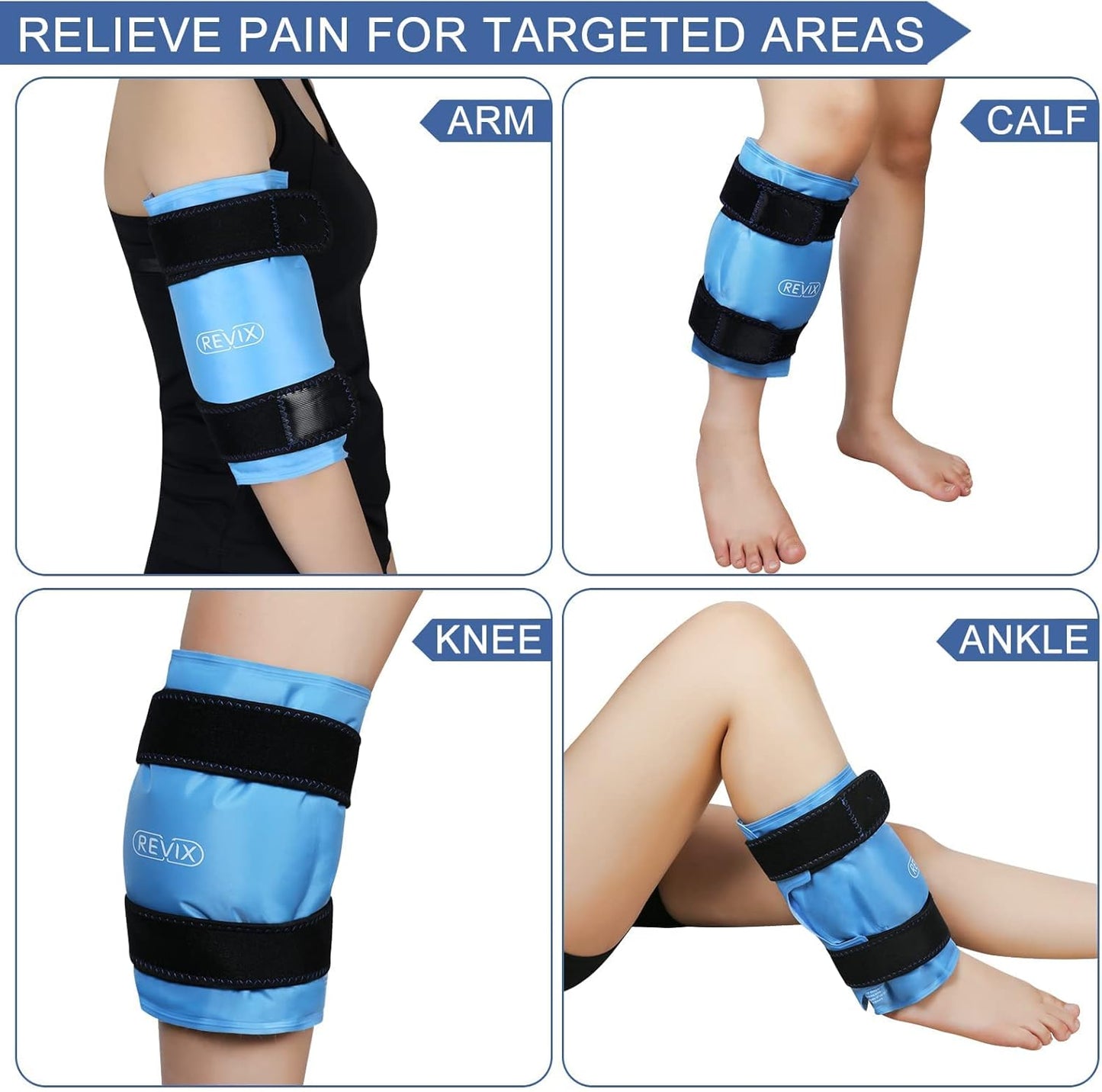 REVIX XL Knee Ice Pack Wrap for Knee Pain Relief and Leg Injuries - Reusable Gel Ice Wrap for Post-Surgery Recovery - Espot.com.au