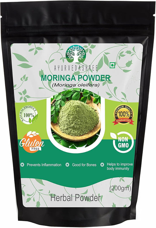 organic-moringa-leaf-powder-200g---lab-tested-non-gmo-gmp-certified-vegan---ayurvedic-superfood-supplement-1