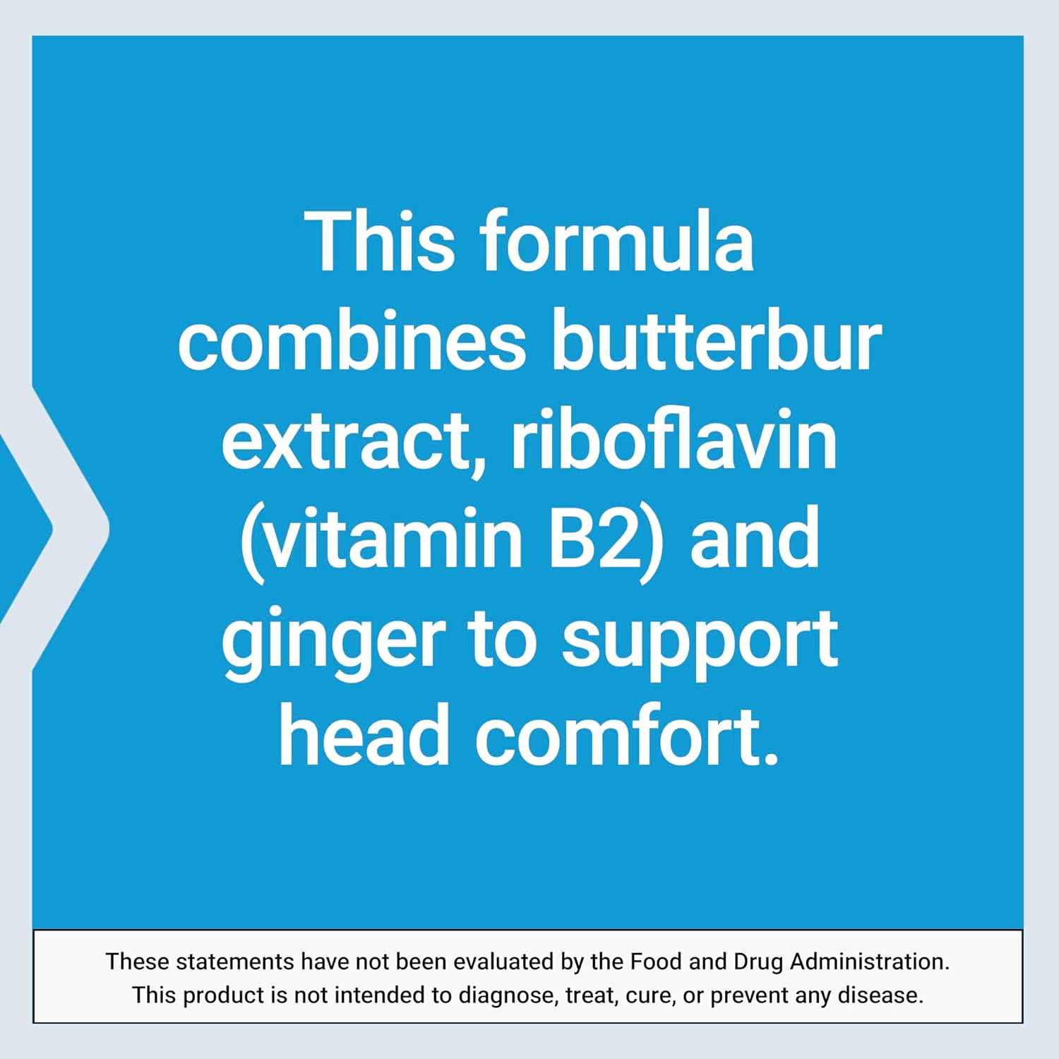 Butterbur Root Extract with Vitamin B2 & Ginger Supplement for Head Discomfort - Gluten-Free Softgels for Migraine Relief - 60 Count