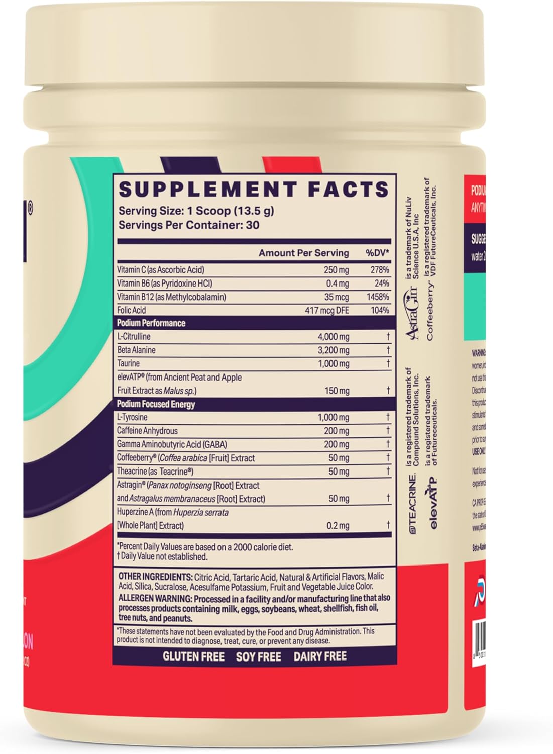 30 Servings Sour Watermelon Pre-Workout Powder with Beta Alanine and Caffeine for Energy - Gluten, Soy, and Dairy Free by Podium Nutrition - Espot.com.au