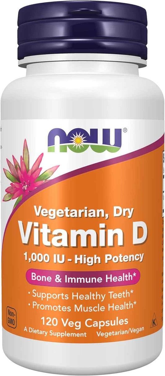 NOW Foods Vitamin D 1000 IU Capsules for Strong Bones and Structural Support - 120 Count