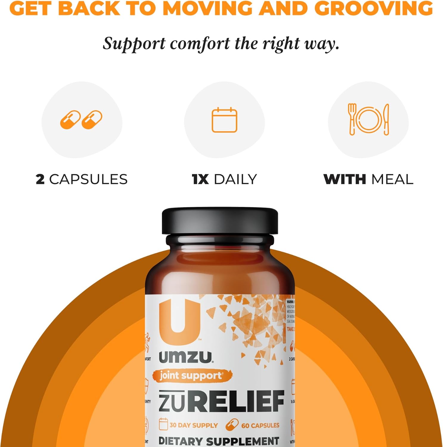 UMZU Joint Comfort Turmeric Curcumin Supplement with 7 Natural Ingredients for Joint Health & Immunity - Includes Bromelin, Boswellia & BioPerine Black Pepper (30 Day Supply, 60 Capsules) - Espot.com.au