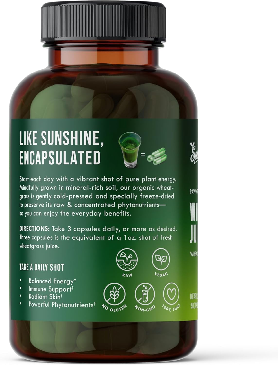 Pure Organic Wheatgrass Juice Powder Capsules - Digestive Aid with Vitamins, Antioxidants, Chlorophyll, Enzymes, Minerals & Energy - 150 Pills by Sproutman - Espot.com.au