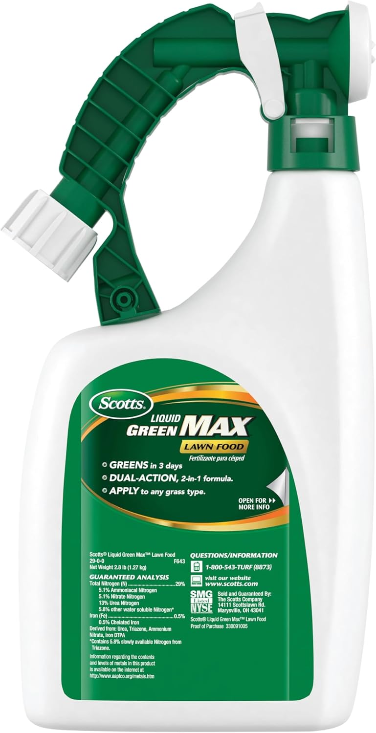 Scotts Liquid Green Max Lawn Food 32 oz - Fertilizer & Iron Supplement for 2,000 sq ft - Suitable for All Grass Types - Espot.com.au