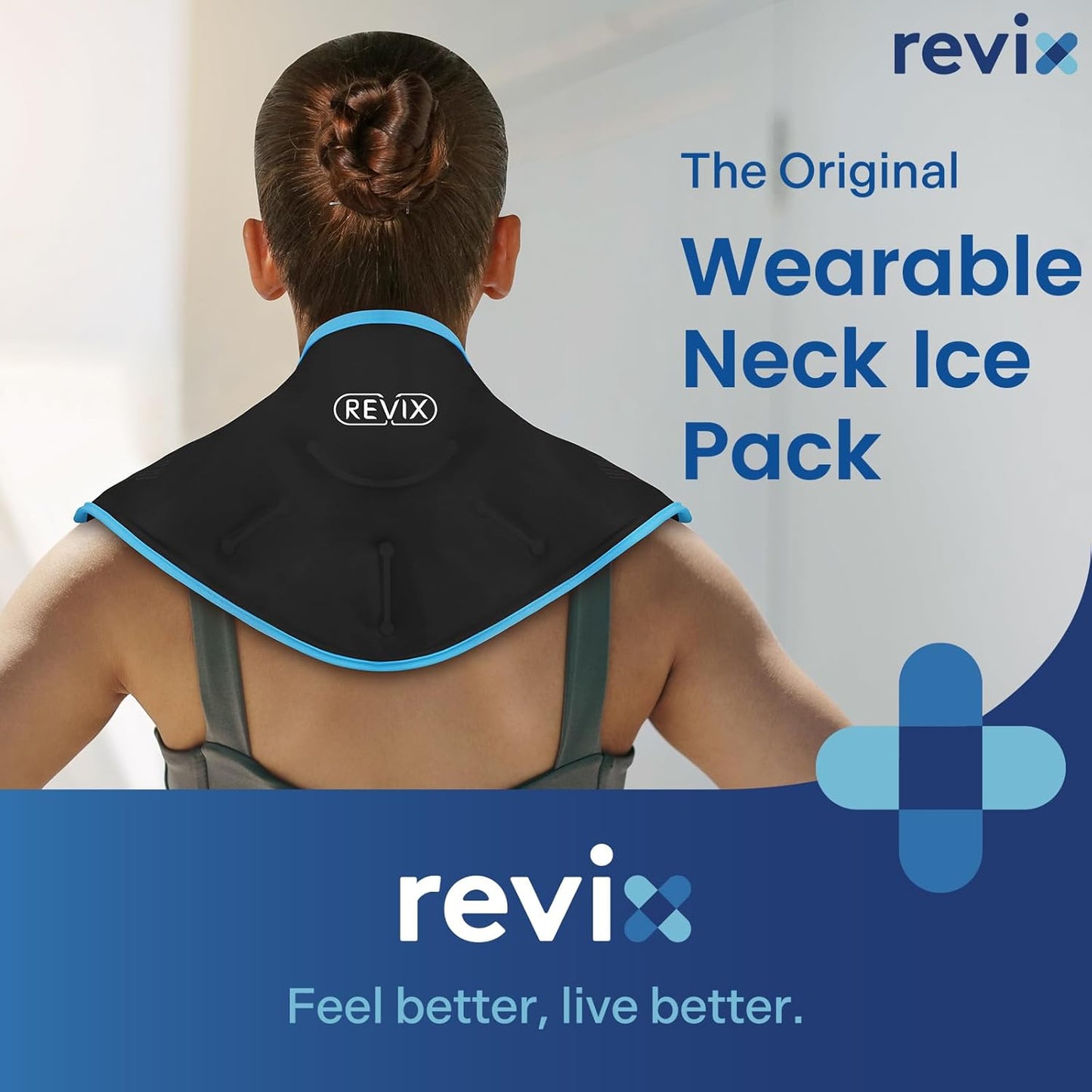 REVIX XL Neck Ice Wrap - Hot Cold Gel Pack for Neck and Shoulders, Promotes Flexibility and Mobility, Reusable Post-Workout Therapy - Black - Espot.com.au