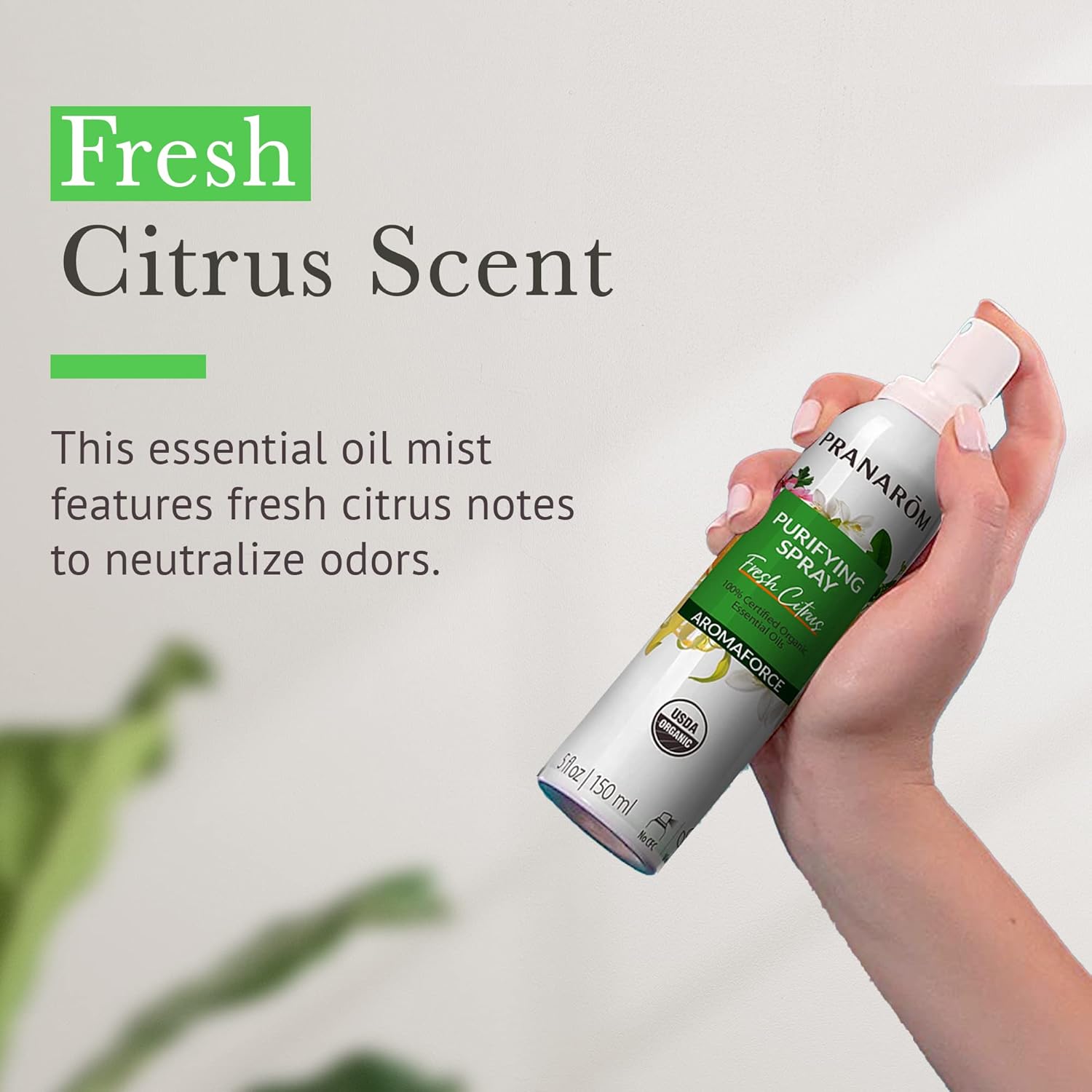 Certified Organic Aromaforce Air Purifying Spray with Essential Oils - 150ml, Home Deodorizer & Fresh Citrus Scent, Plant-based Essences - Espot.com.au