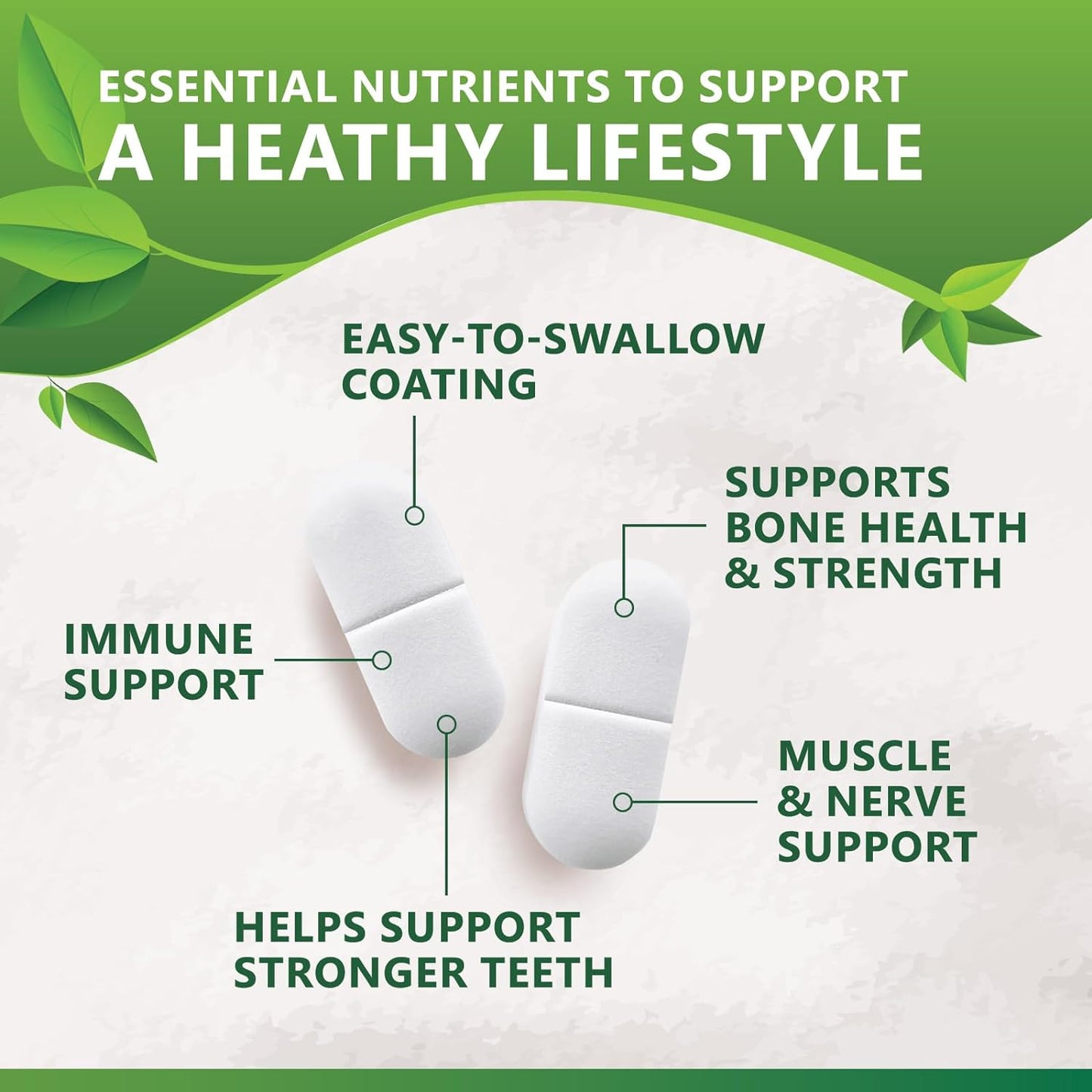 High Potency Calcium 1200mg with Vitamin D3 - 240 Tablets, Bone & Teeth Support, Immune System Boost, Absorbable Calcium Supplement for Men & Women - Espot.com.au
