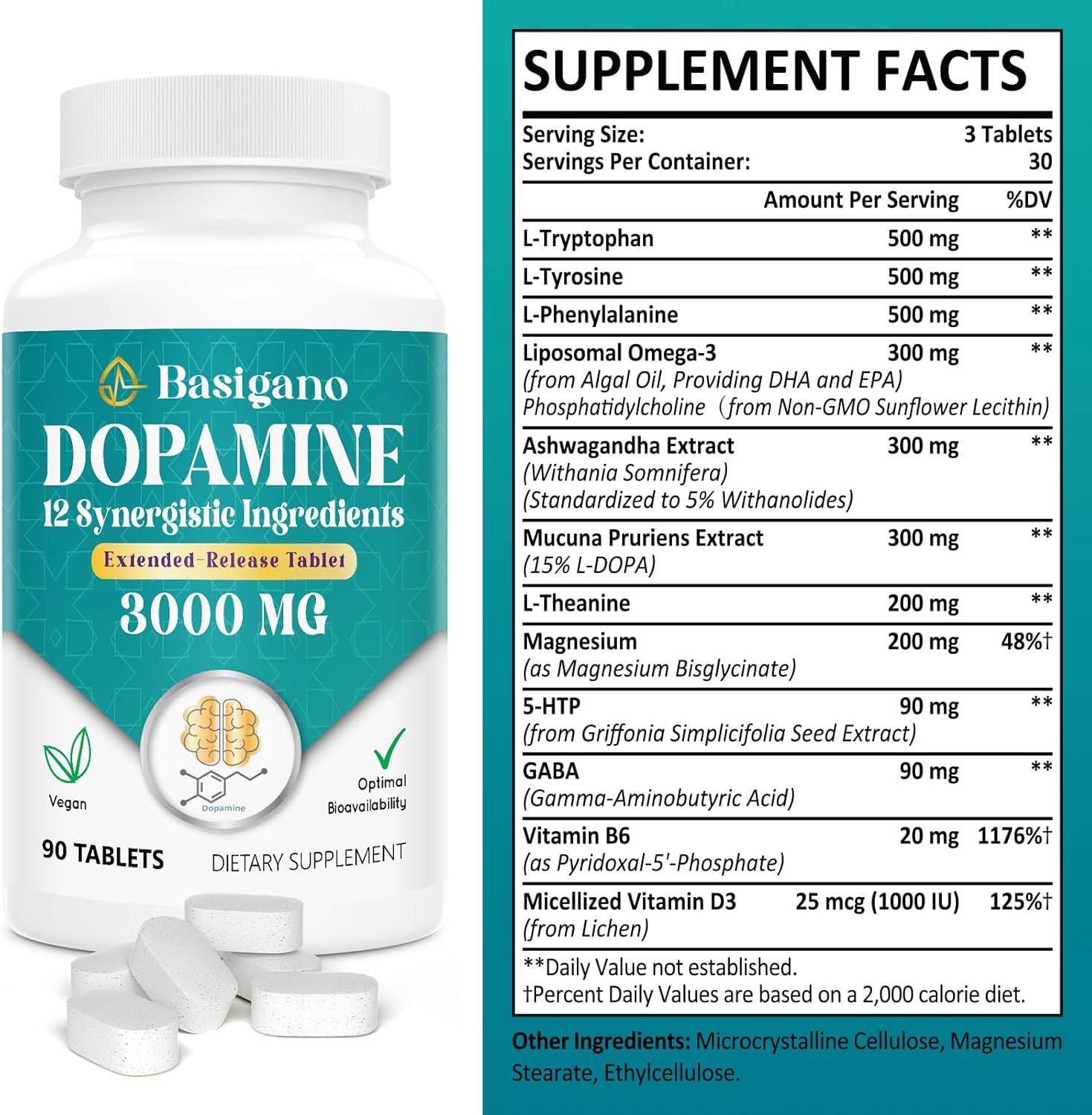 natural-dopamine-supplement-for-energy-focus-motivation-mental-alertness-and-mood---basigano---non-gmo-gluten-free---90-tablets-2