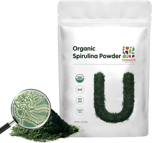Organic Spirulina Powder 16 oz - Nutrient-Dense Green Superfood for Immune Support - Non-GMO & Gluten-Free - Espot.com.au