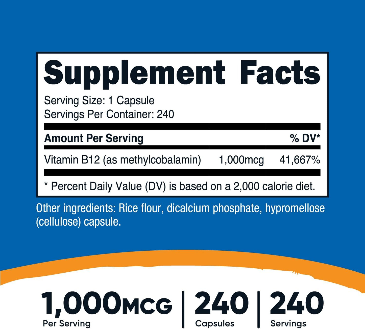 Nutricost Vitamin B12 (Methylcobalamin) 1000mcg - 240 Capsules, Vegetarian & Non-GMO Formula, Gluten Free Supplement - Espot.com.au