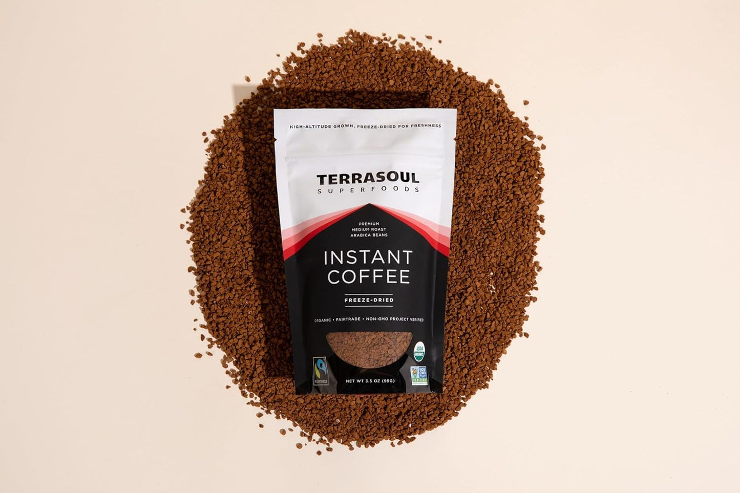Terrasoul Superfoods Organic Freeze-Dried Instant Coffee - 3.5 oz - Fairtrade Arabica Beans - Medium Roast with Fresh Taste - Espot.com.au
