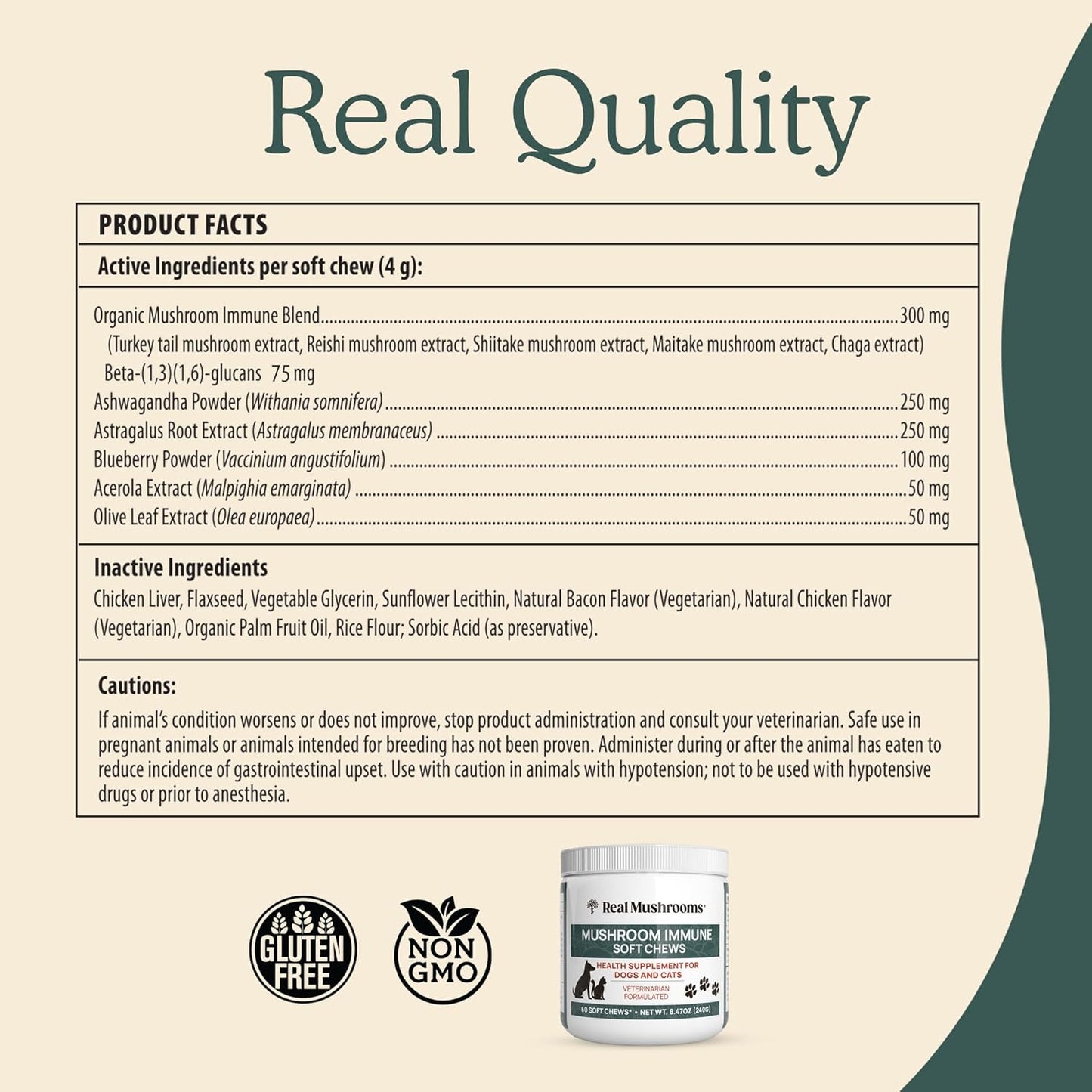 real-mushrooms-immune-support-pet-chews---60-ct-dog-treats-with-ashwagandha-astragalus-blueberry-olive-leaf-acerola---gut-health-for-cats-dogs-7