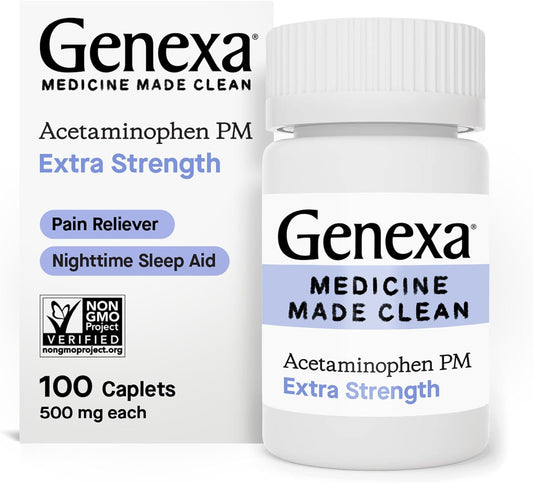 genexa-clean-acetaminophen-extra-strength-caplets---dye-free-pain-reliever-fever-reducer-with-0-artificial-additives---500mg-100-count---headache-backache-toothache-minor-arthritis-relief-1