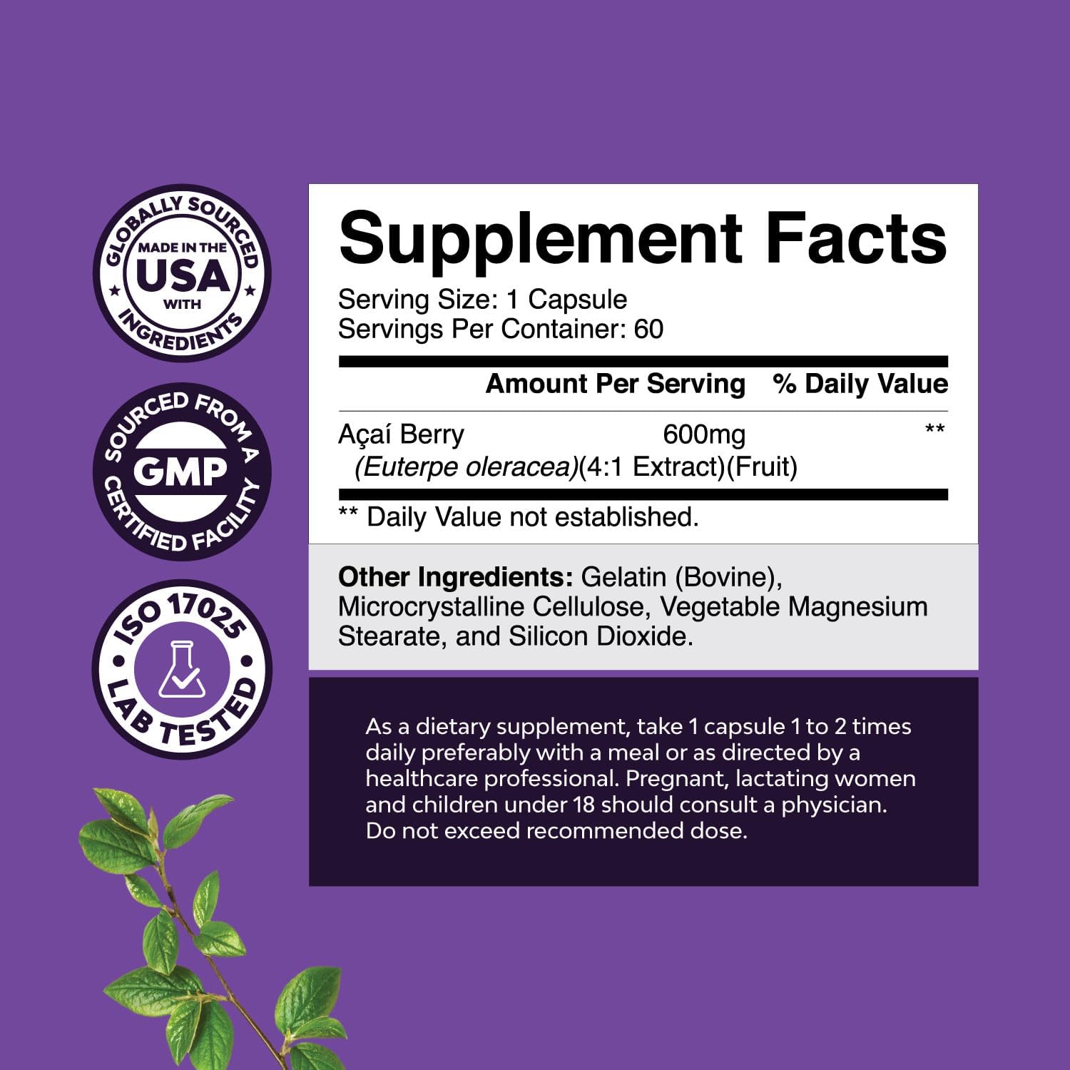 Acai Berry Capsules Antioxidant Supplement for Brain and Heart Health Boost - Natures Craft Acai Berry Cleanse Superfood Capsules for Natural Energy and Memory Support - Espot.com.au