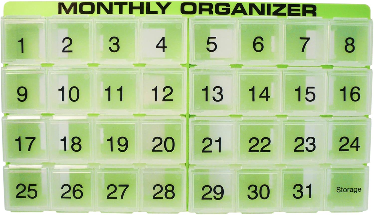 promed-31-day-monthly-pill-organizer-with-31-compartments-tray-and-8-removable-slots---green-color-1