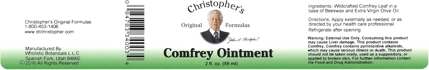 Organic Comfrey Ointment with Beeswax & Olive Oil - 2oz - Dr. Christopher's Original Formulas - No Fillers/Chemicals - Espot.com.au