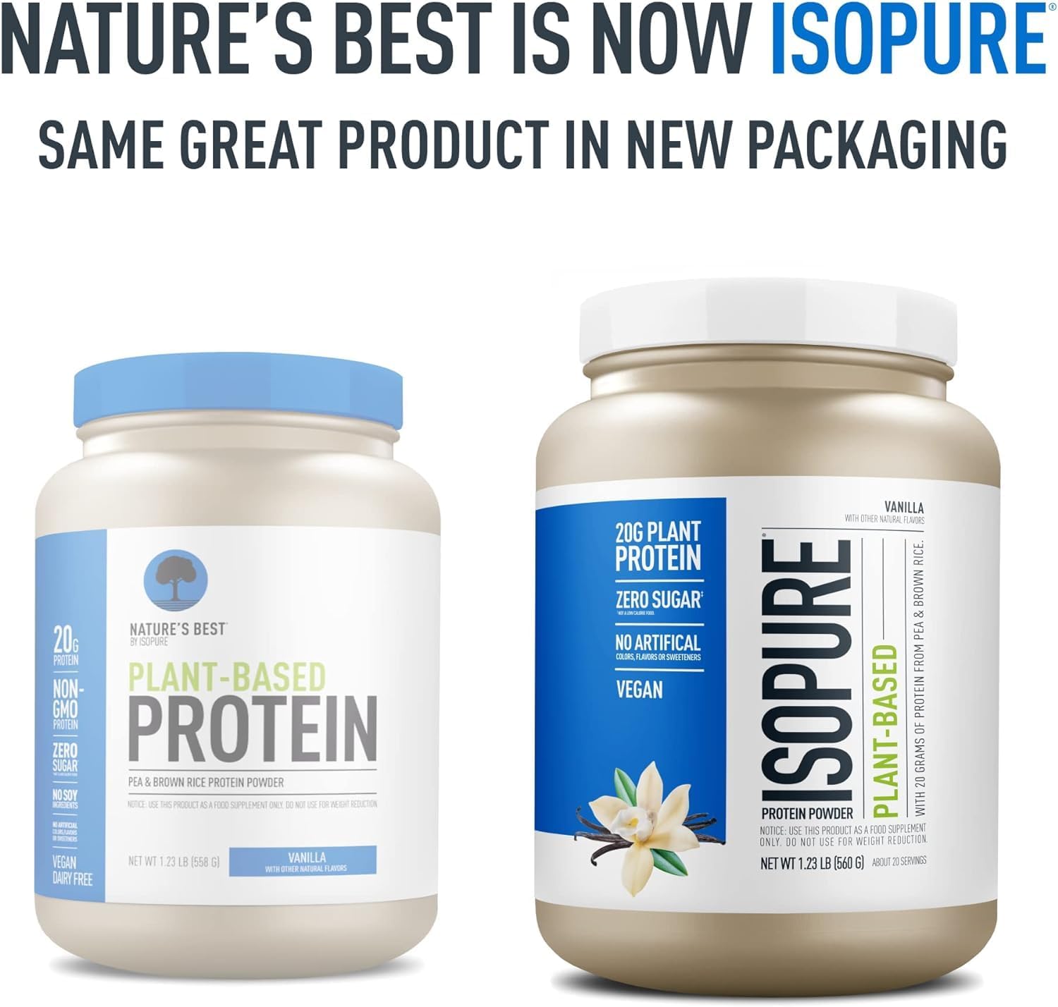 Vanilla Isopure Plant-Based Protein Powder - 20g Plant Protein, Lactose & Gluten Free, With Iron - 1.23 Lbs, 20 Servings - Espot.com.au