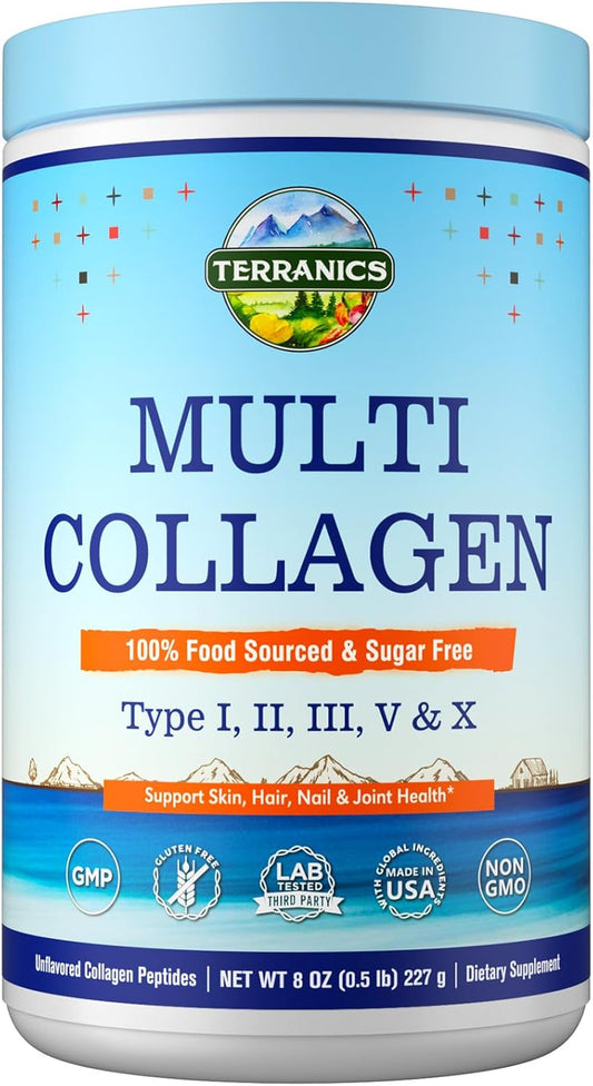 terranics-multi-collagen-peptides-powder---type-i-ii-iii-v-x-collagen-for-skin-nails-joints---unflavored-keto-supplement-8oz-1