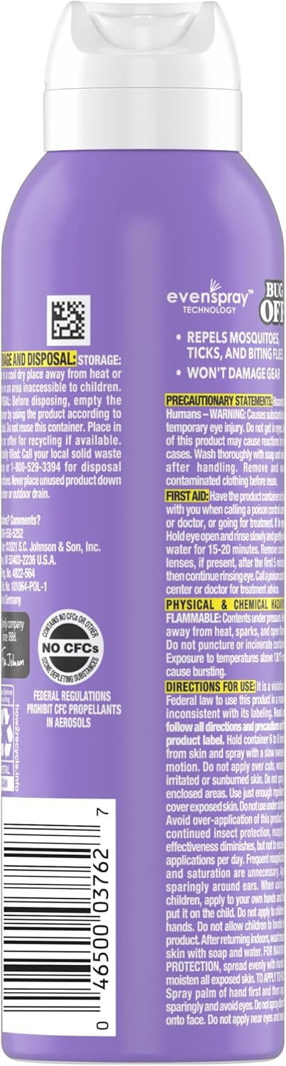 OFF! Clean Feel Insect Repellent Aerosol - 5 oz Bug Spray with 20% Picaridin for Long Lasting Protection from Mosquitoes, Gentle on Skin - Espot.com.au