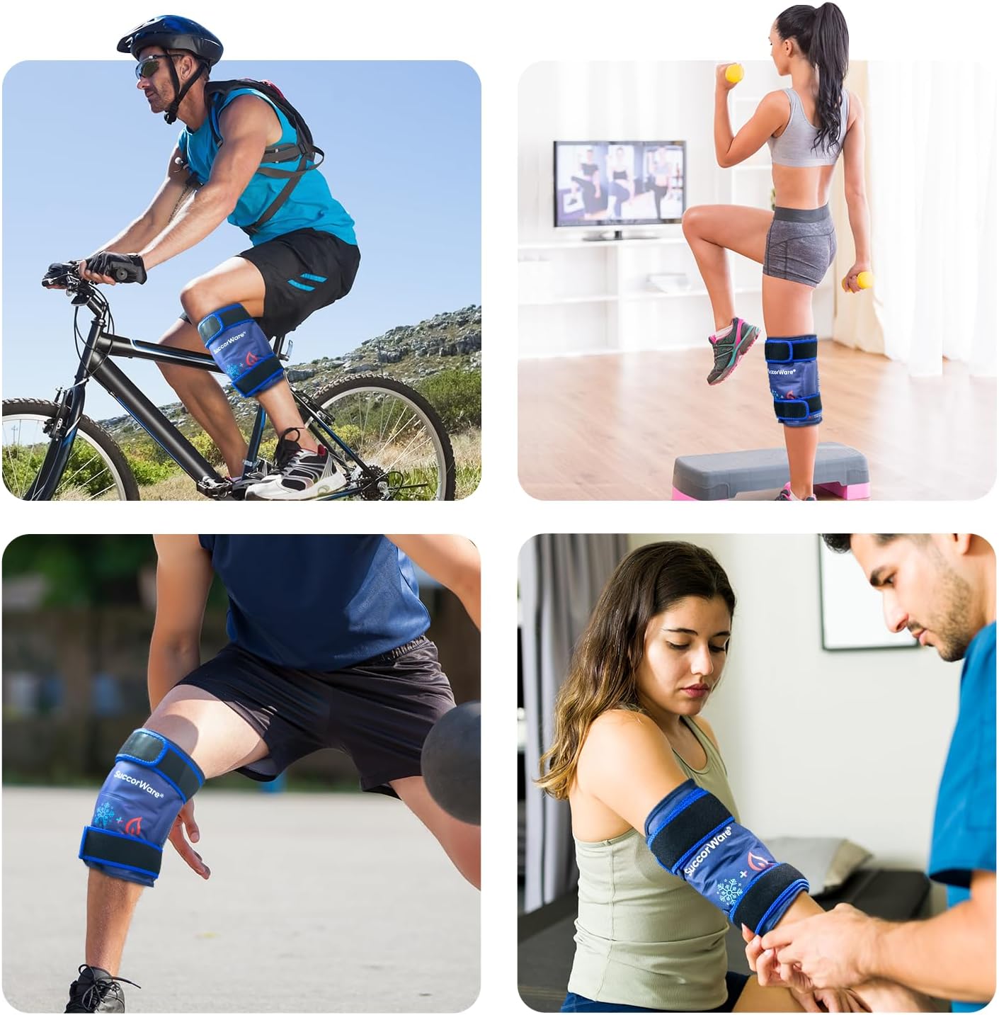 reusable-knee-ice-pack-wrap-for-injuries---hot-cold-gel-bags-for-leg-back-shoulders-arms-elbow---pain-relief-swelling---ideal-for-knee-replacement-surgery---navy-blue-4