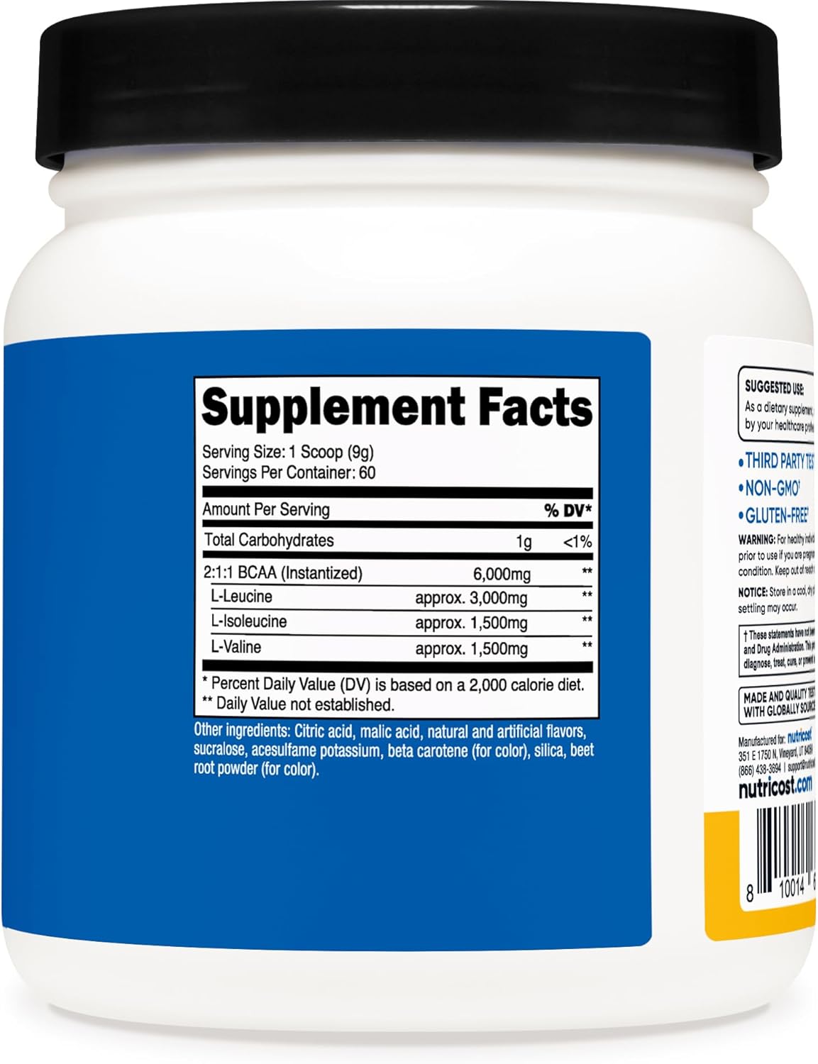 Nutricost BCAA Powder Orange Mango - 60 Servings, 2:1:1 Optimal Ratio, Gluten Free, Non-GMO, Vegetarian Formula - Espot.com.au