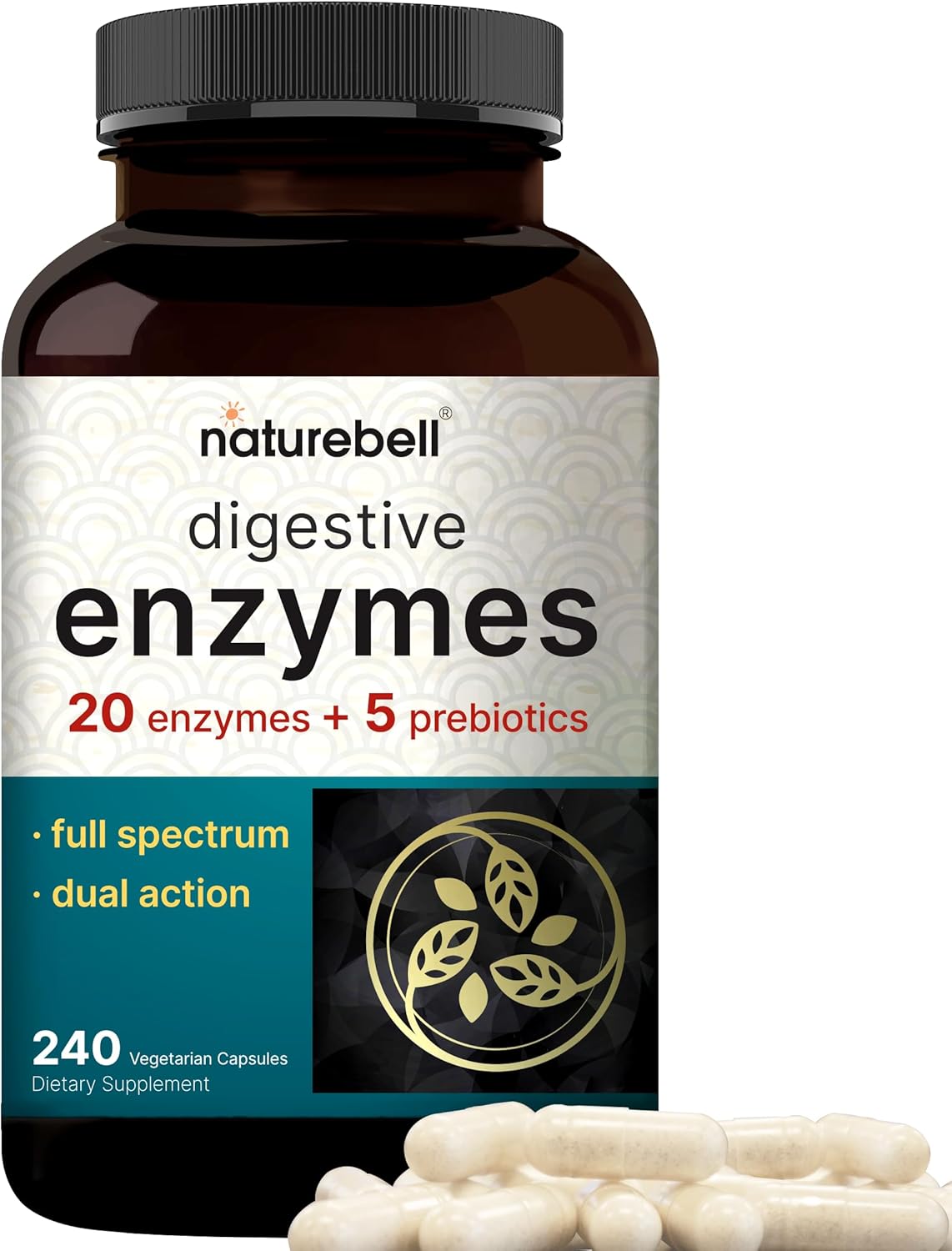 Digestive Enzymes with Probiotics and Prebiotics - 240 Veg Capsules for Gut Health - 20 Enzyme & 5 Prebiotic Pancreatic Complex - Non-GMO, Vegan - Espot.com.au