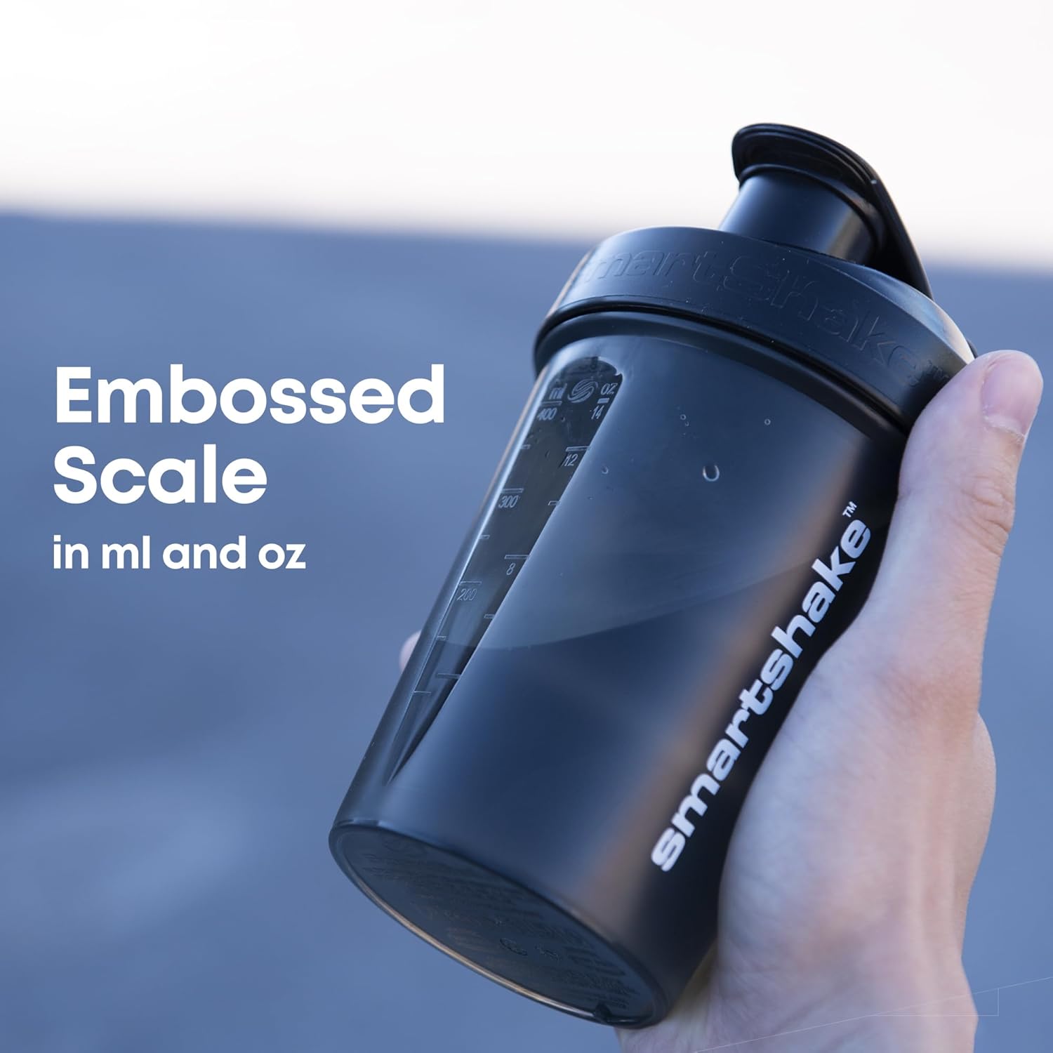 set-of-4-smartshake-lite-protein-shaker-bottles---400ml-135oz---leakproof-screw-on-lid---bpa-free---mist-grey-army-green-black-navy-blue---unisex-4