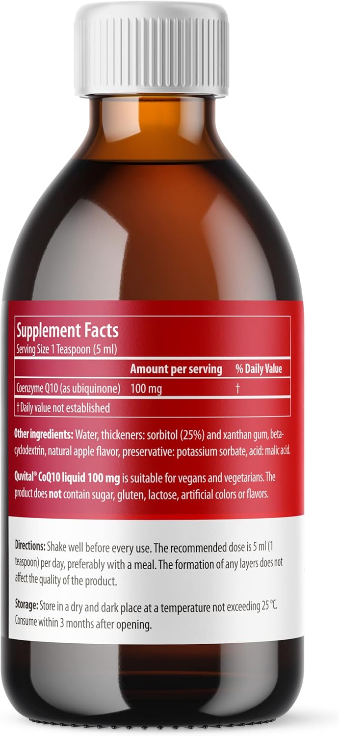 Valens Q10Vital CoQ10 100 mg Liquid - High Absorption Antioxidant for Heart Health, Energy, Anti-Aging, Skin - Apple Flavor, Sugar-Free - 9x Absorption Boost - Espot.com.au