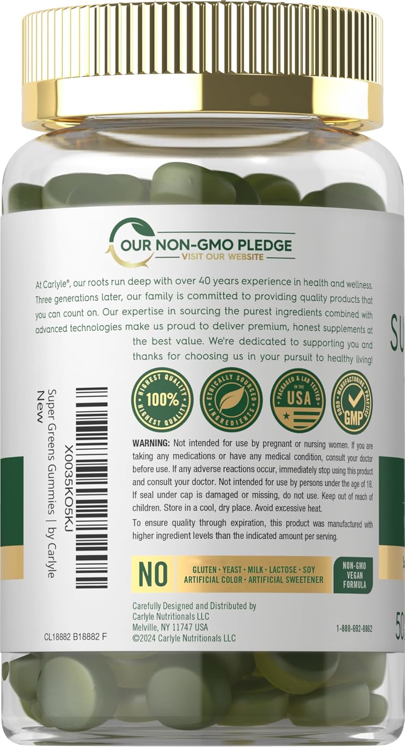 carlyle-supergreens-gummies---apple-flavor---50-count---vegan-non-gmo-gluten-free---dietary-supplement-3