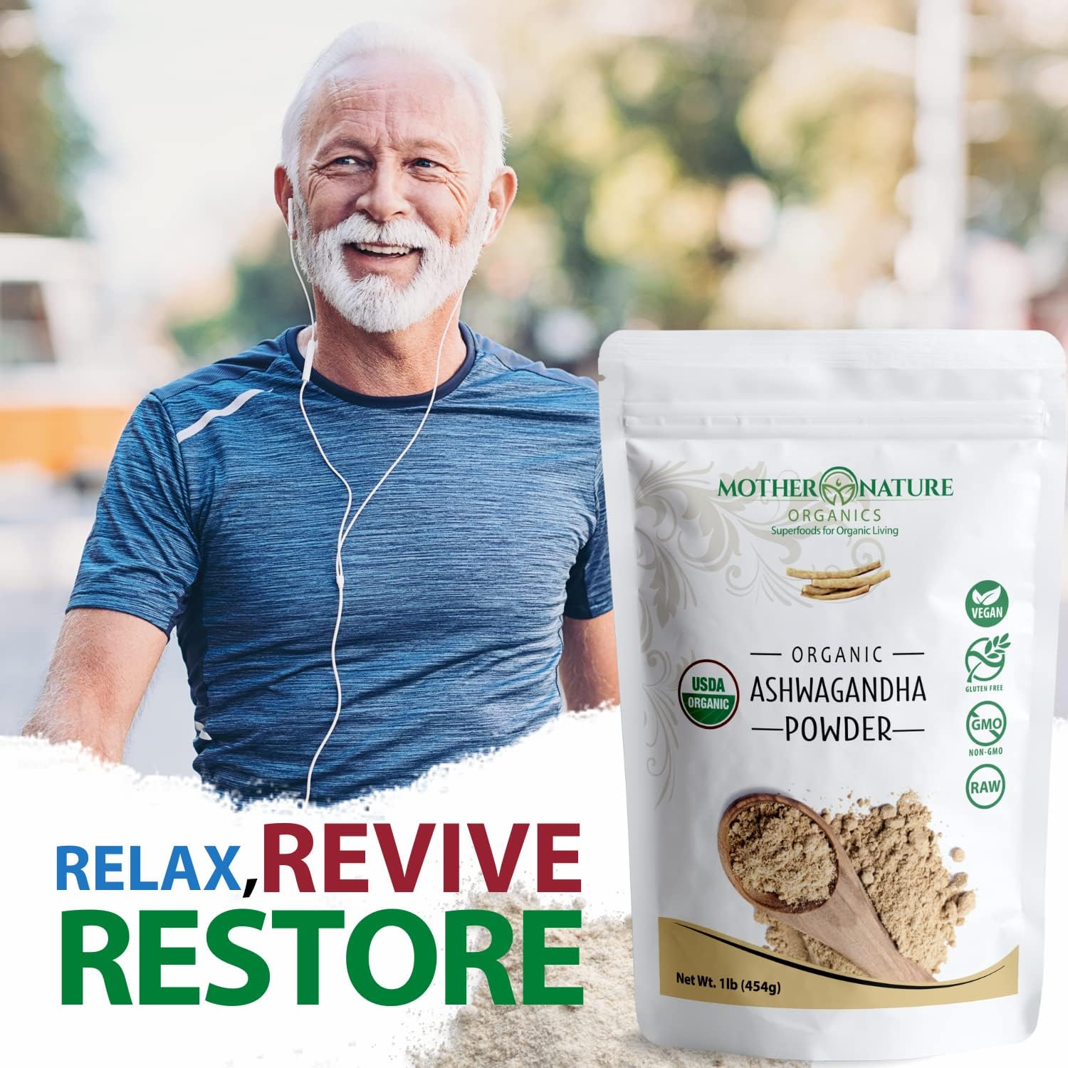 usda-organic-certified-ashwagandha-powder---100-pure-superfood-supplement-for-organic-living---raw-powerful-adaptogen-herb---non-gmo-vegan-gluten-free---1lb-bag-by-mother-nature-organics-4