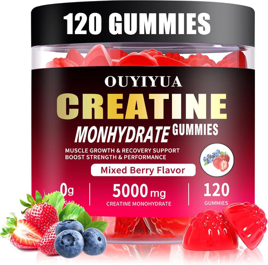5000mg Mixed Berry Creatine Monohydrate Gummies for Men & Women - 120 Chewable Gummies