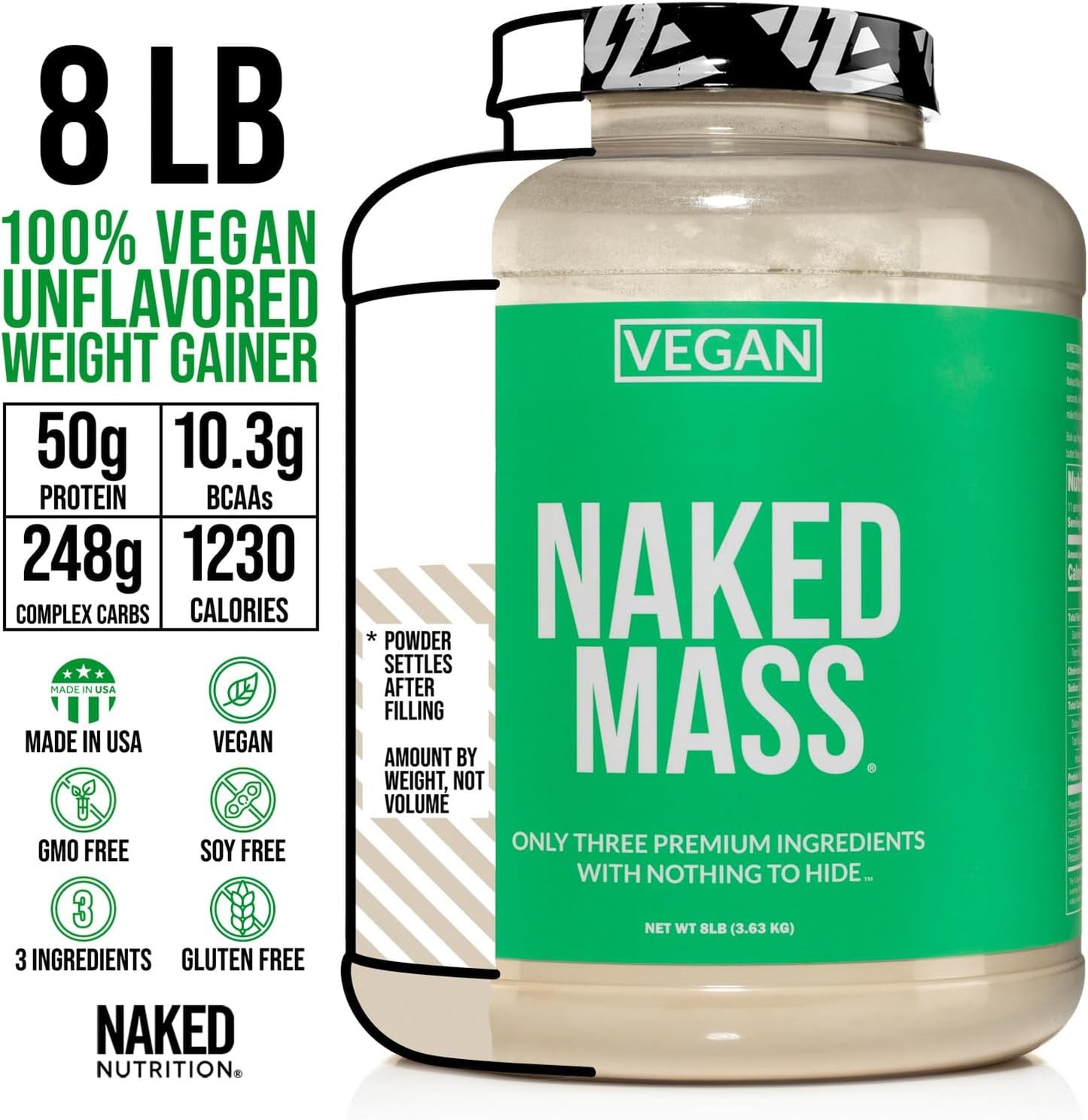 naked-vegan-mass-weight-gainer-protein-powder---8lb-bulk---non-gmo-gluten-free-soy-free-dairy-free---natural-ingredients---1230-calories---11-servings-3