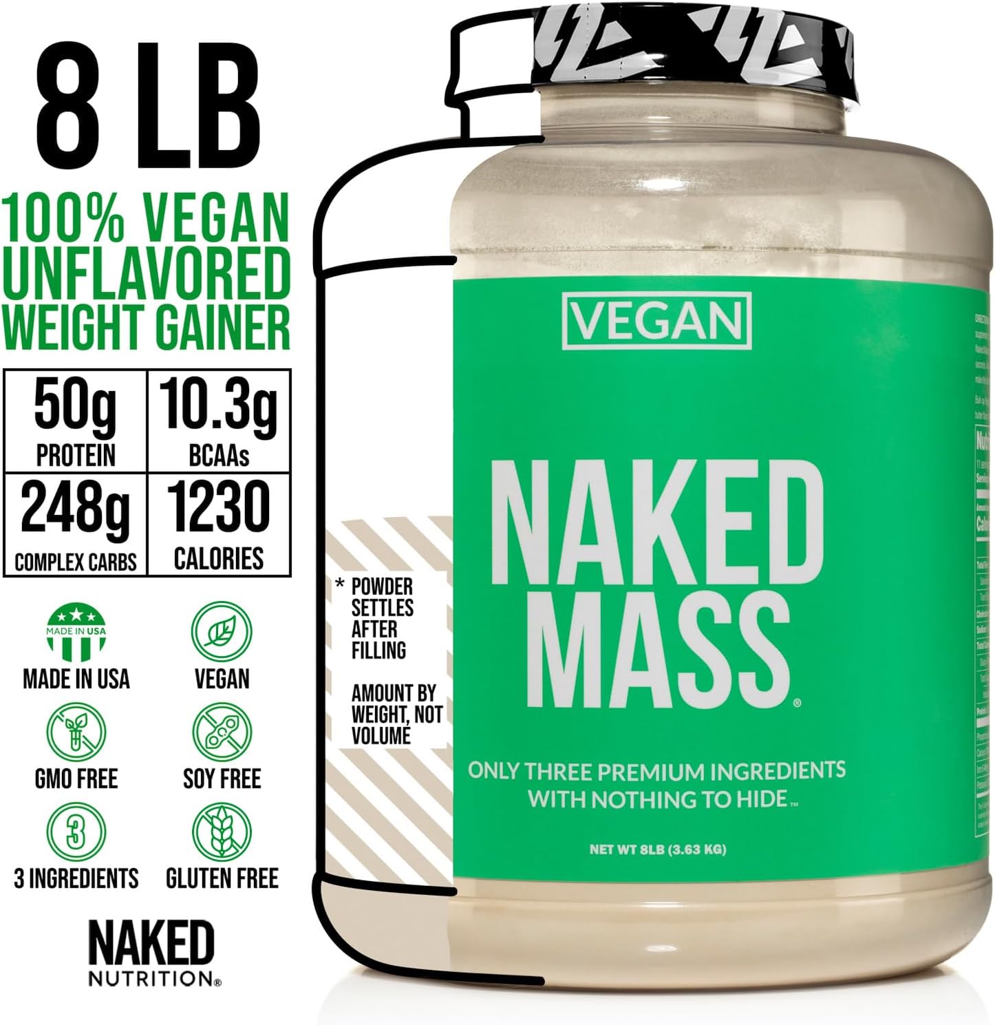 naked-vegan-mass-weight-gainer-protein-powder---8lb-bulk---non-gmo-gluten-free-soy-free-dairy-free---natural-ingredients---1230-calories---11-servings-3