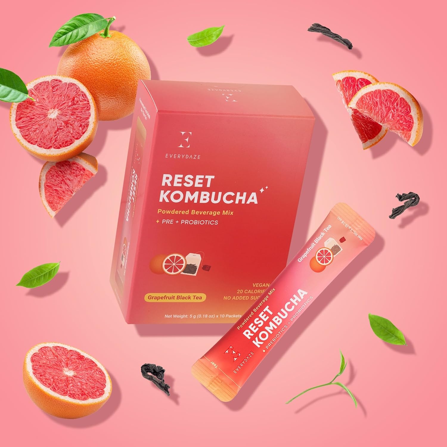 everydaze-reset-kombucha-tea-powdered-beverage-mix---grapefruit-black-tea-flavor-10-sticks-vegan-gluten-free-no-added-sugar-prebiotics-probiotics-sparkling-powder-drink-pack-2