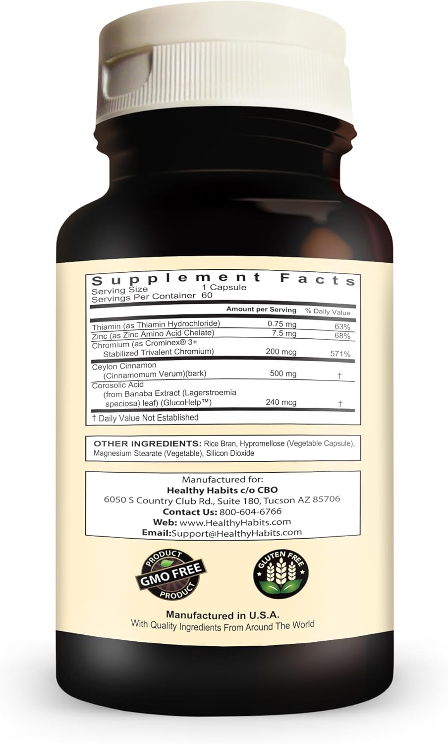 StrictionD: Healthy Habits Supplement with Glucohelp Banaba Extract, Ceylon Cinnamon, and Crominex 3 - Espot.com.au