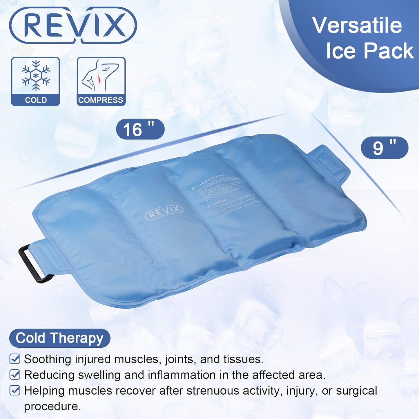 REVIX Reusable Gel Ice Wrap for Knee and Back Injuries - Cold Compress Therapy - Espot.com.au
