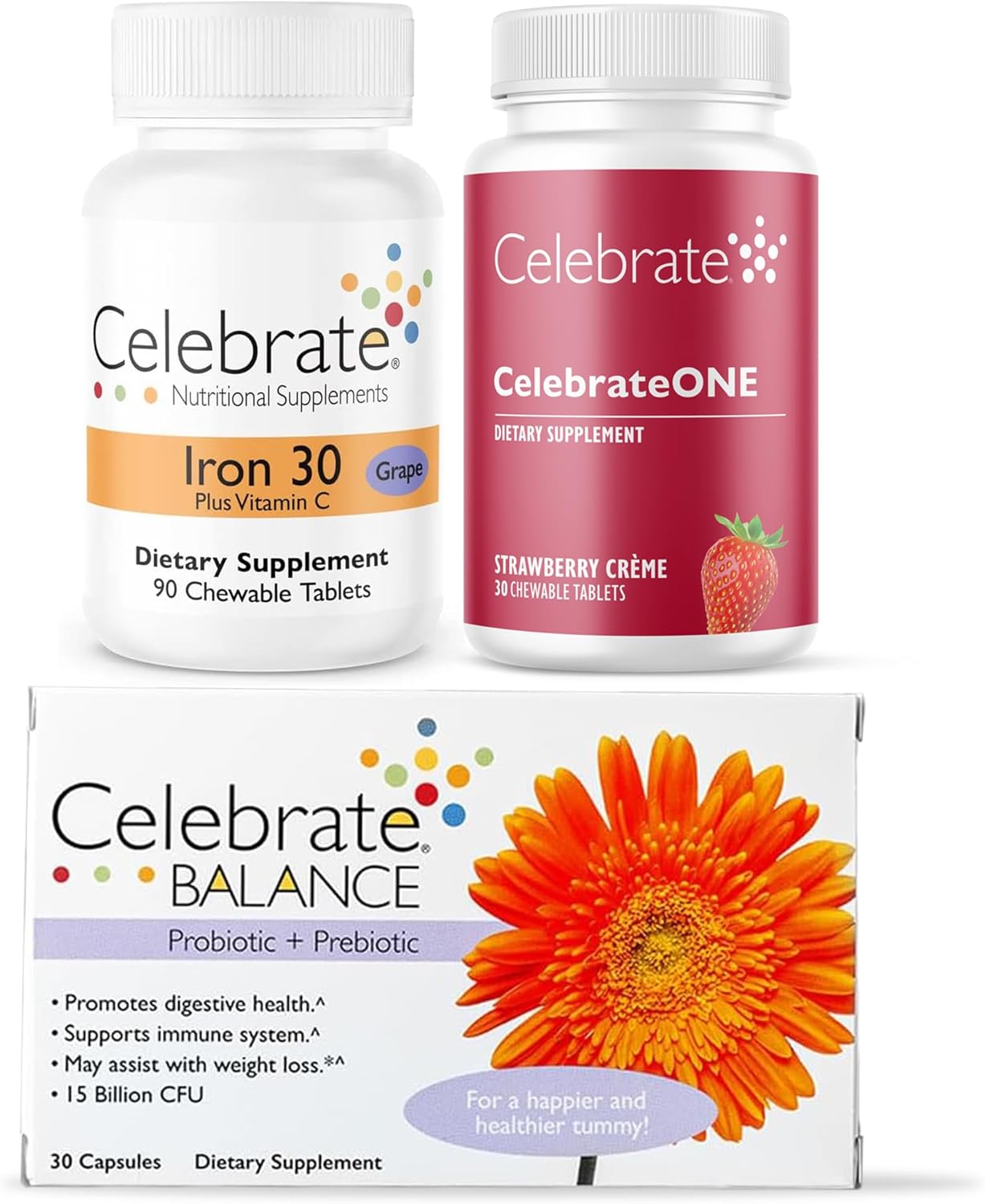 Celebrate Bariatric Essentials Bundle - Multivitamin, Iron Chewables, & Probiotic for WLS Patients - Complete Nutritional & Digestive Support - Espot.com.au
