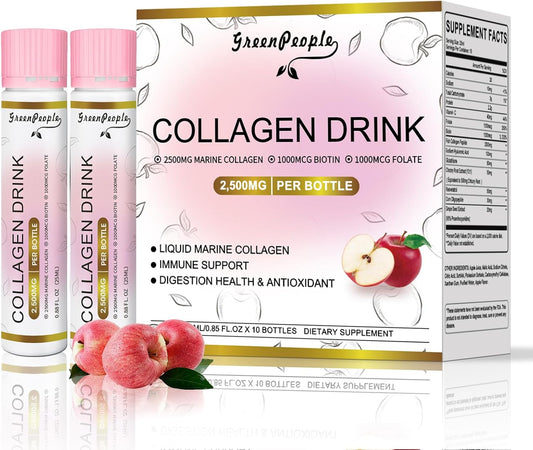 greenpeople-liquid-collagen-with-fish-collagen-peptides-hyaluronic-acid-and-vitamins-for-hair-skin-nails-joints-and-bones-support---10-bottles-of-085-fl-oz-apple-flavor---men-women-1