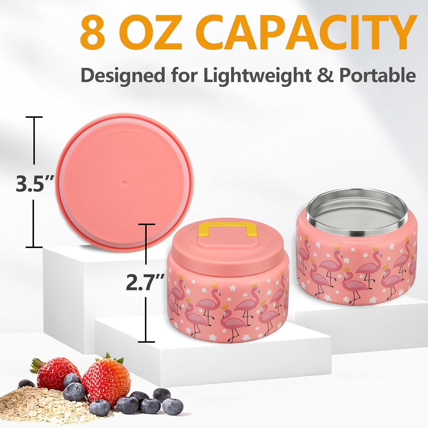 8oz-kids-thermo-food-container-stainless-steel---small-lunch-thermos-for-hotcold-food---easy-wide-mouth-opening---ideal-for-preschool-travel---pink-flamingos-2