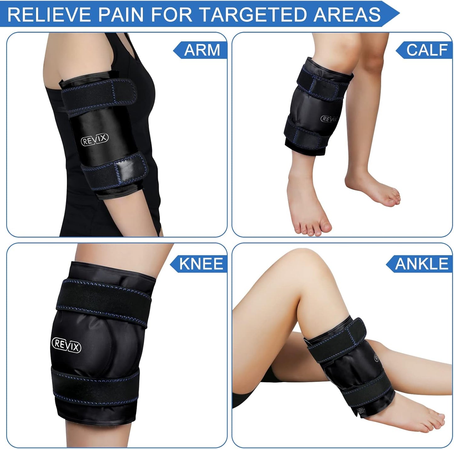 REVIX XL Knee Ice Pack with Cold Compression for Recovery, Comfort, Mobility - Gel Cold Wrap for Knee Replacement, Flexibility and Fatigue - Espot.com.au