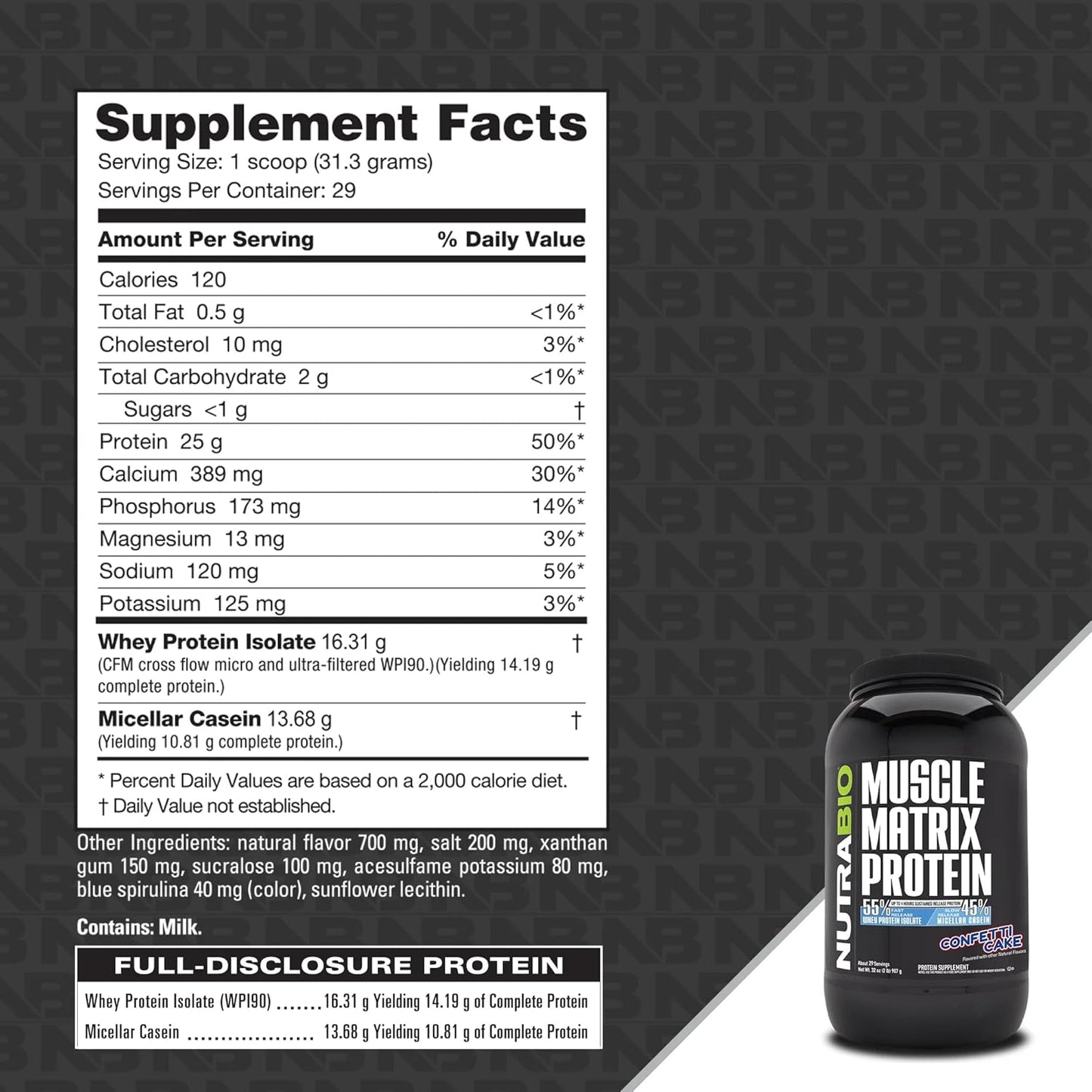 bundle-nutrabio-creatine-monohydrate-unflavored-150g-muscle-matrix-protein-powder-confetti-cake---energy-growth-recovery-strength-supplement-5