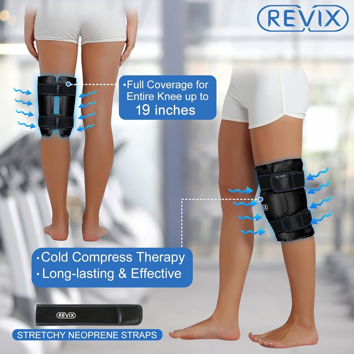 REVIX XL Knee Ice Pack with Cold Compression for Recovery, Comfort, Mobility - Gel Cold Wrap for Knee Replacement, Flexibility and Fatigue - Espot.com.au