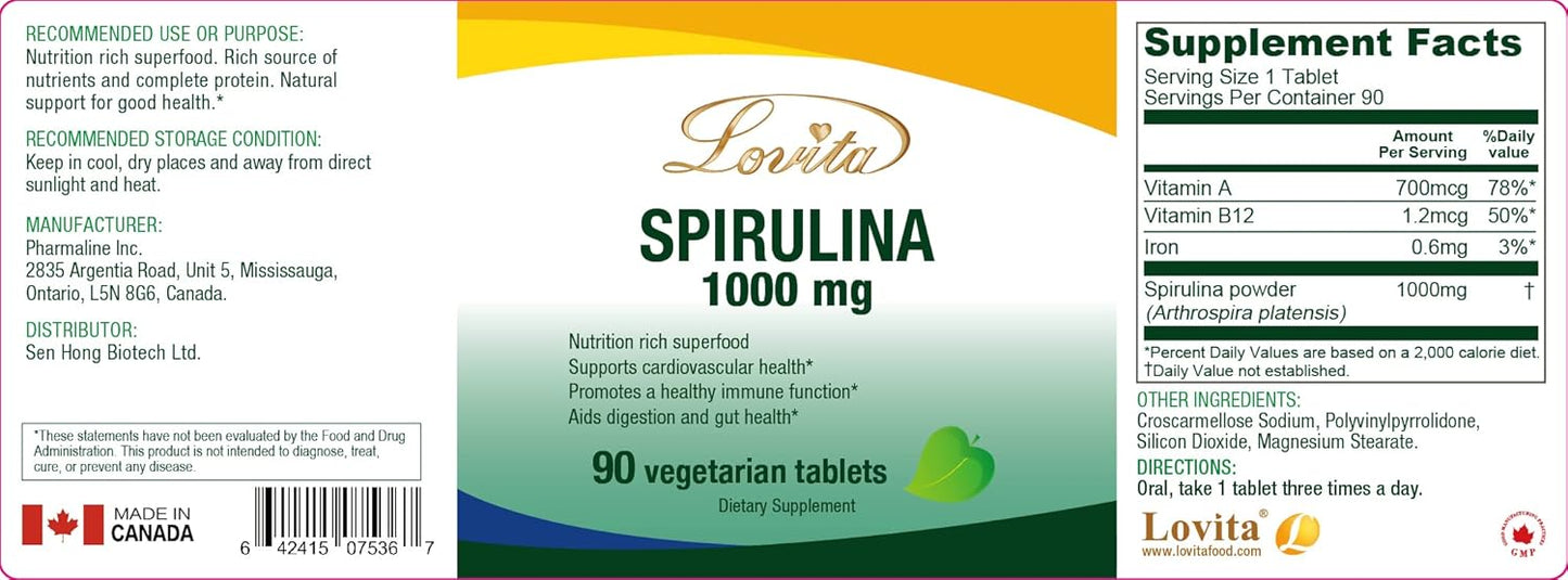 Organic Spirulina Tablets - 1000mg, Vegan Multivitamin Superfood - 90 Tablets - Espot.com.au