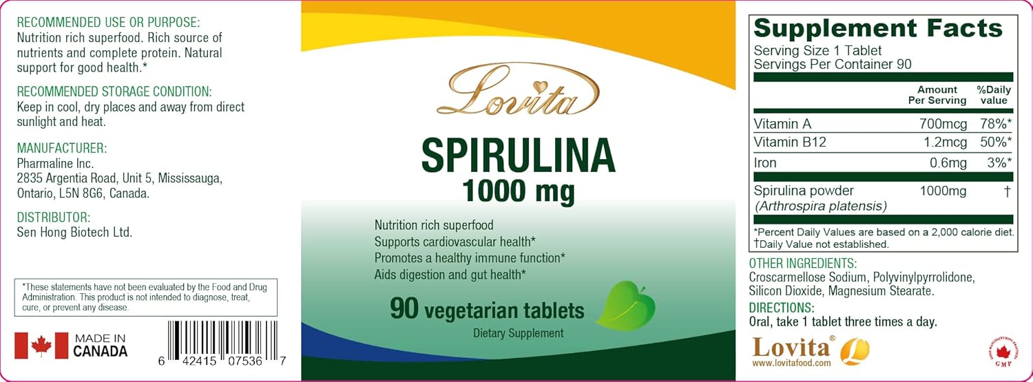Organic Spirulina Tablets - 1000mg, Vegan Multivitamin Superfood - 90 Tablets - Espot.com.au