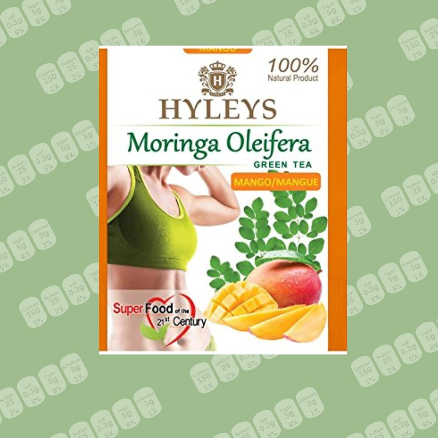 mango-flavored-moringa-oleifera-green-tea---25-tea-bags---superfood-miracle-tree-tea-with-dried-leaves-2