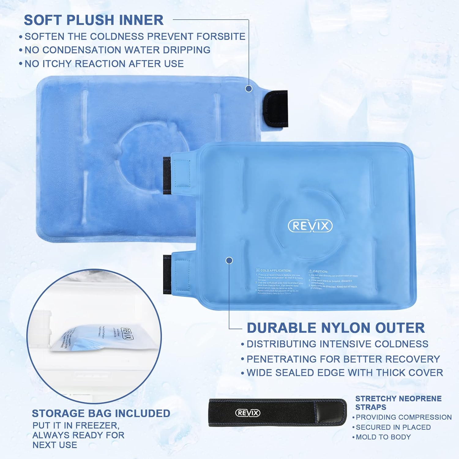 REVIX Reusable Gel Ice Pack for Knee Pain Relief - Ideal for Leg Injuries, Swelling, and Post-Knee Replacement Surgery - Espot.com.au