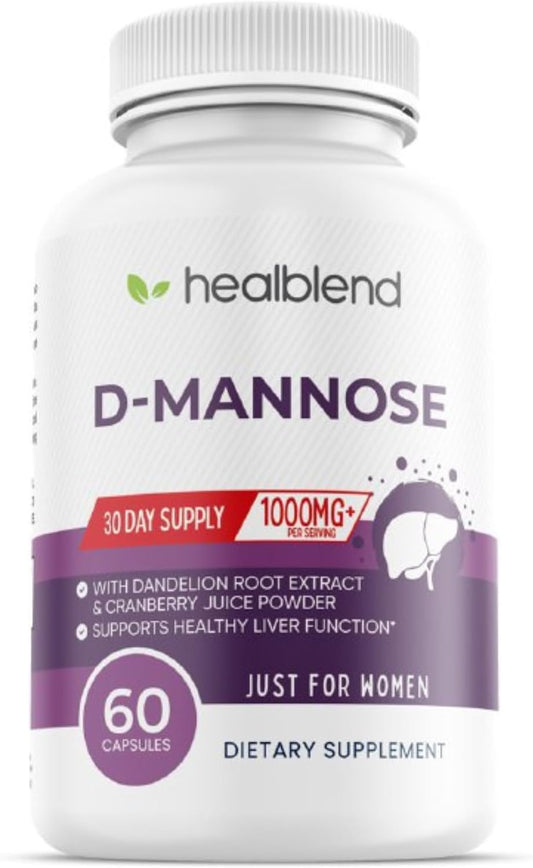 D-Mannose Capsules with Cranberry Juice Powder, Hibiscus, Dandelion Extracts - 30 Day Supply for Urinary Tract Health - Espot.com.au